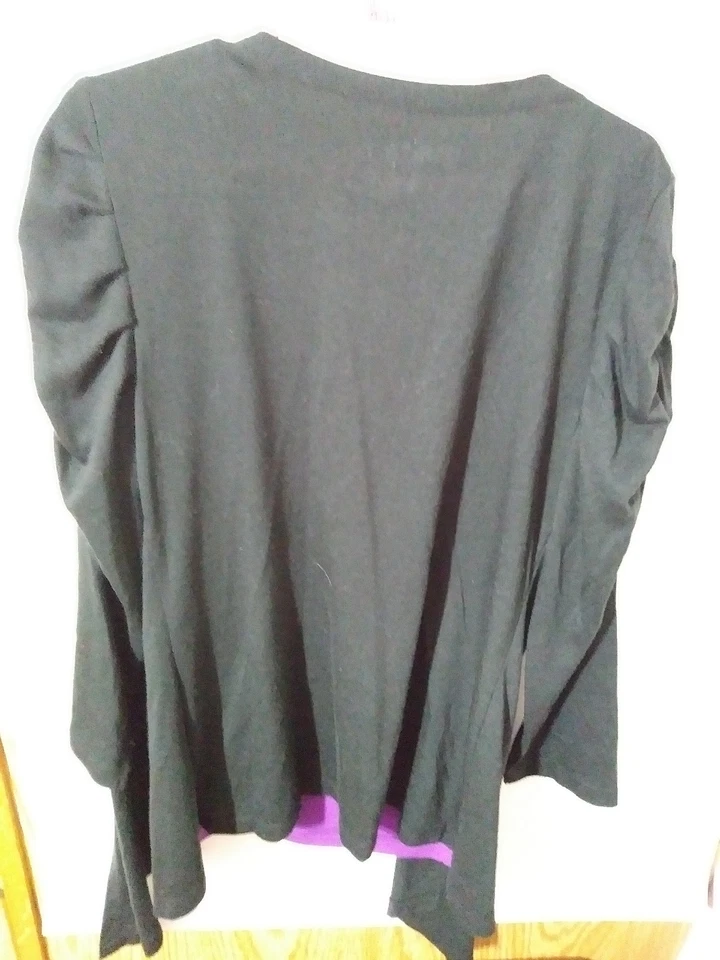 BONGO L (10/12) NEGRO Y PÚRPURA CAPA LOOK TOP CON LAZO EN FORMA DE LENTEJUELAS #81D Foto 2 de 2