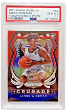 2020 Panini Prizm Draft Picks James Wiseman #82 Crusade Red White Blue PSA 10 RC