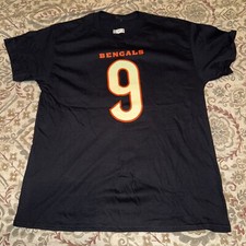 Cincinnati Bengals Joe Burrow 9 Football NFL Men s T-shirt Black Size Large