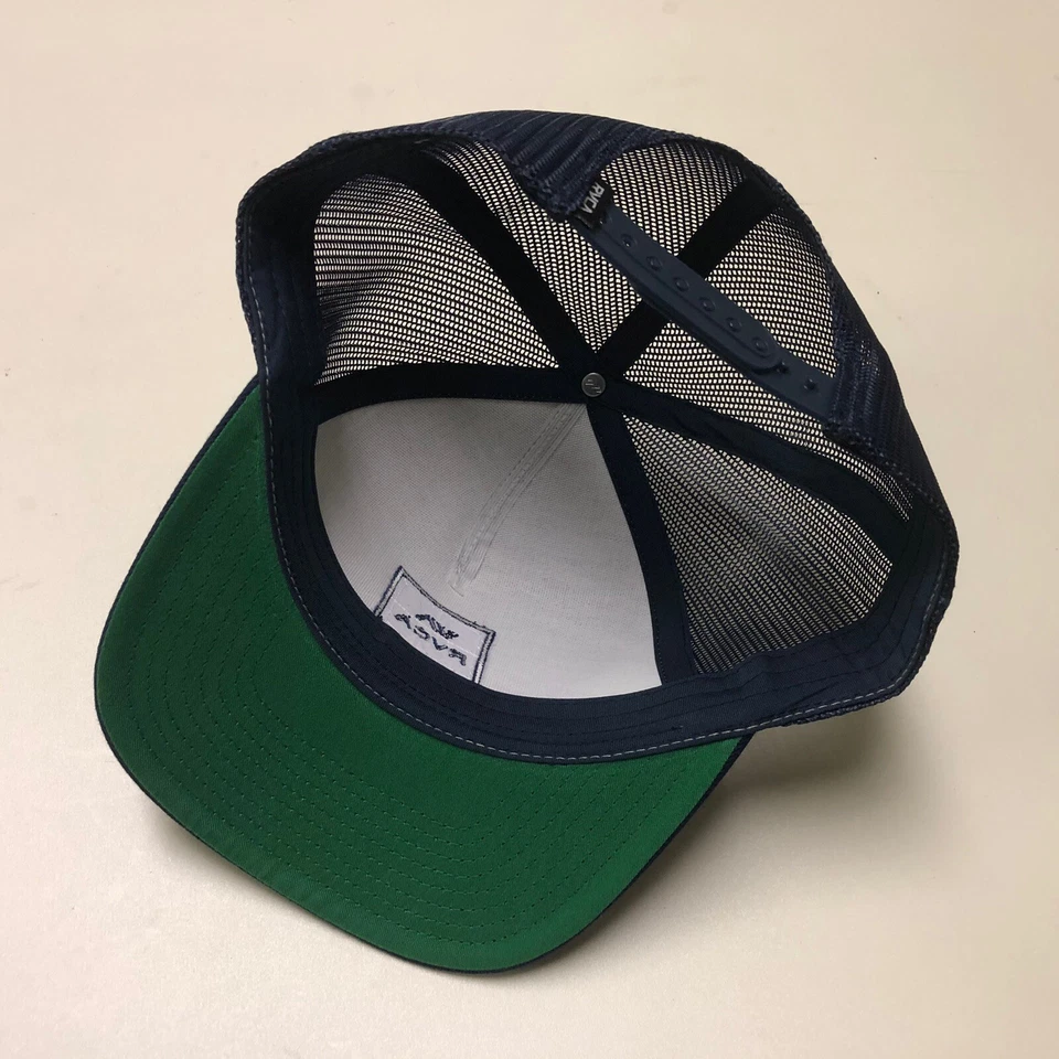 全新无标签 RVCA VA All The Way 卡车司机帽平沿帽 灰色 Heather 海军蓝 — 第 4/4 张图片