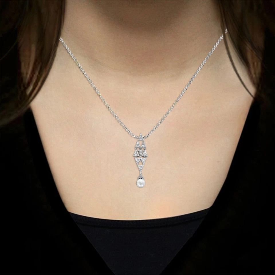 1 CT Round Cut Zirconia and Opal Dangle Pear Pendent in 925 Silver 18 Inch Chain - Изображение 2 из 4