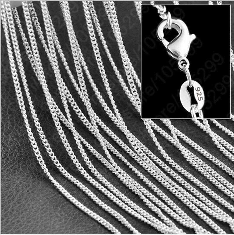 Wholesale 10X 16-30" Fashion Jewelry 925 Silver Plated Flat Curb Chain Necklaces