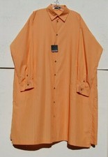 SALE! NWT Eskandar Size (1) TANGERINE  Cotton 42" Long Shirt Dress w/Pockets  