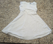 Shein Women's Solid Color Hollow Out Embroidery Dress Ruffled Hem White size S