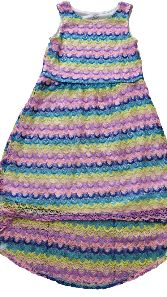 Vestido de verano para niñas Wonder Nation talla XL 14-16 rosa/con diseño de selva guepardo Foto 3 de 4