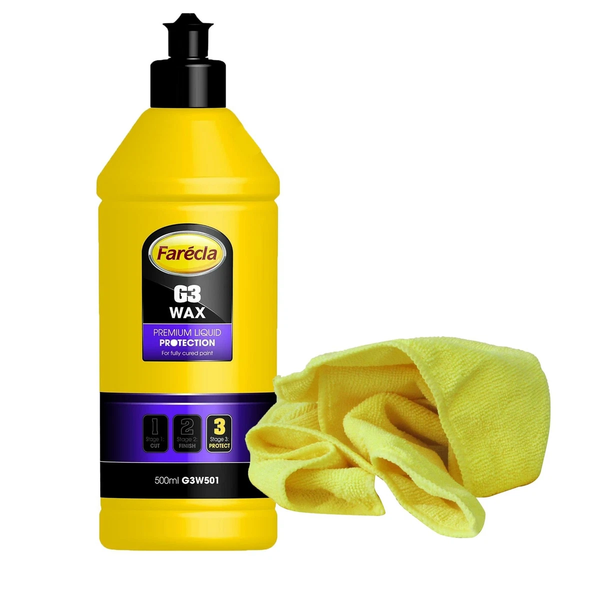 Farecla G3 WAX Premium Liquid Polish Protection 500ml Microfibre Cloth