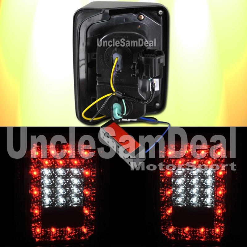 PARA JEEP JK WRANGLER LENTE DE HUMO CROMO ROJO LED LUCES TRASERAS PAR ENCHUFE DIRECTO Foto 2 de 2