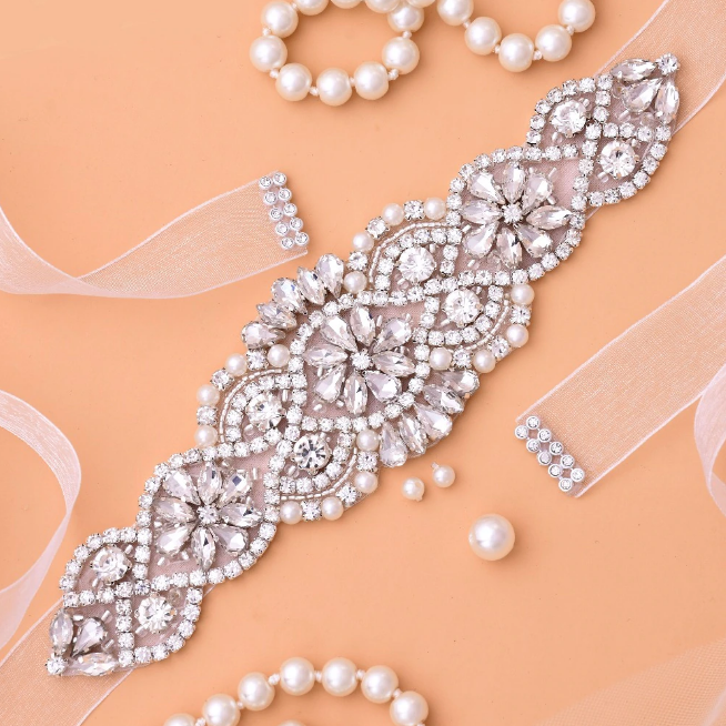Beaded Diamond Thick Wedding Dress Lace Belt Bride Bridesmaid Rhinestone  Belt | eBay
