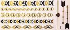 Flash Temporary Adhesive Tattoo Gold Black 8 Pieces Bracelet Necklace Foot L13