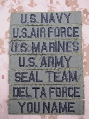 Grey Chest Tapes Custom name Tapes ARMY SEAL NAVY AIR Embroidery Patch