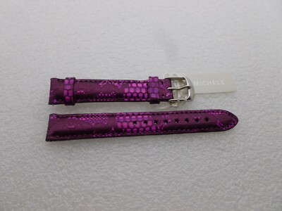 MICHELE 16mm Purple Lizard Watch Strap NEW Michele 16mm Purple Pebbled Patent Leather Watch Band  main image 4
