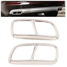 1 pair Chrome Silver Stainless Exhaust Muffler Tip Cover Outlet Fits 15-19 XC90