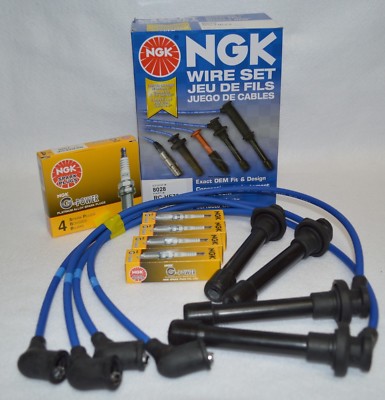 NGK BKR6EGP PLATINUM SPARK PLUGS 4 PCS & WIRE SET HE64 for ACURA HONDA
