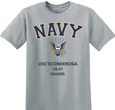 USS TICONDEROGA* CG-47* CRUISER *NAVY EAGLE*T-SHIRT.OFFICIALLY LICENSED