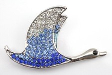 Blue Austrian Rhinestone Crystal Gorgeous Swan Brooch Pin PN 20481