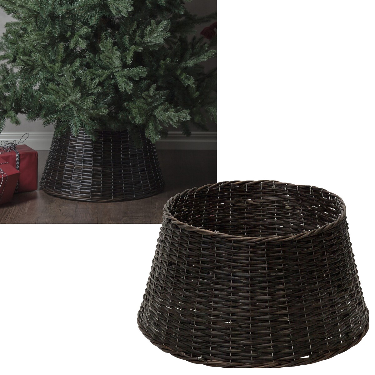 Korb-Abdeckung für Weihnachtsbaum-Ständer Rattan Weide Verkleidung Baumständer