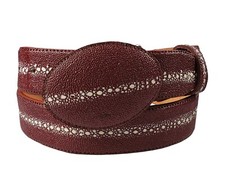 Men's Cowboy Belt Stingray Print Color Burgundy Imitaci n Mantarraya