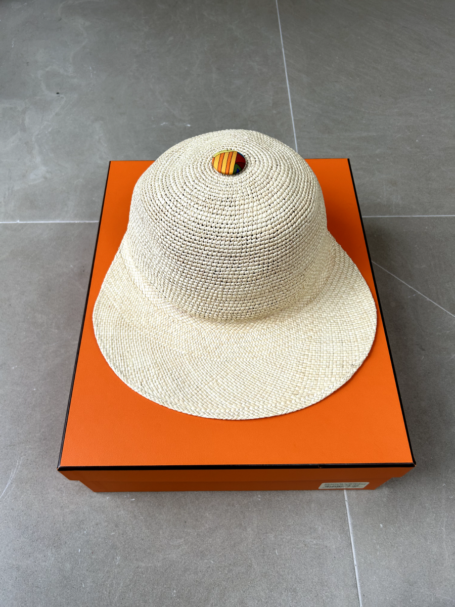 HERMES Casquette Femme Tanzanie Crochet Natural Color Straw Hat