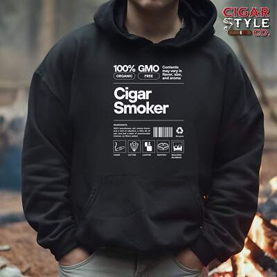 Cigar Label Hooded Sweatshirt Funny Smoking Hoodie Barcode Cigar Style Co.