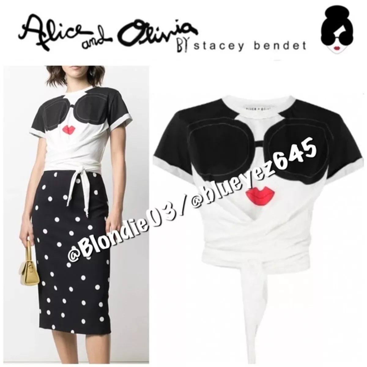 Alice + Olivia x TikTok Jasper roll-sleeve t-shirt S | eBay