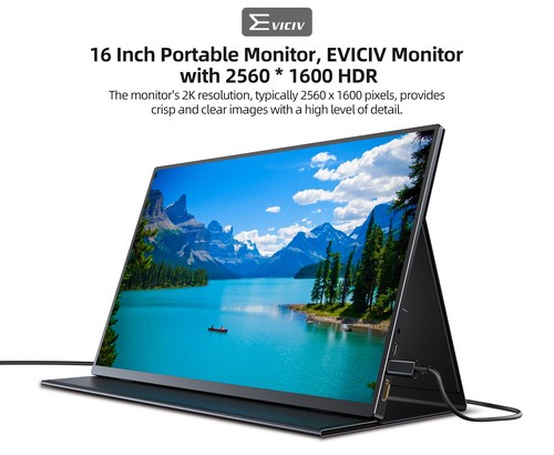 EVICIV Portable Monitor, 16,0 Zoll 1200:1 Tragbarer Monitor Für Gaming QHD 1600P - Bild 3 von 22