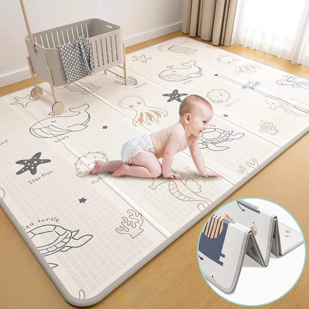 Portable Baby Playmat XPE Foam Baby Gym Play Mat Non Toxic Materials 79