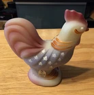 Vintage Fenton Art Glass Hand  Painted Rooster Signed By K.S. BUSKIRK RARE USA