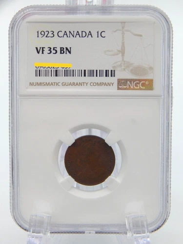 1923 CANADA  VF 35 BN NGC GRADED Canadian 1 CENT  #BT429