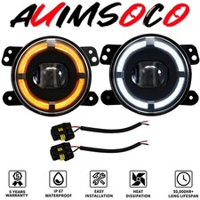 4inch Led Fog Lights Projector Halo Ring For Jeep Wrangler Jkjljt Dodge