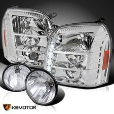 Fits 2007-2014 Gmc Yukon Clear Led Strip Projector Headlightsfog Lamps Pair