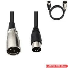 MIDI to XLR Cable 5 Pin DIN Male 3 Pin Male 5 Feet Music Production