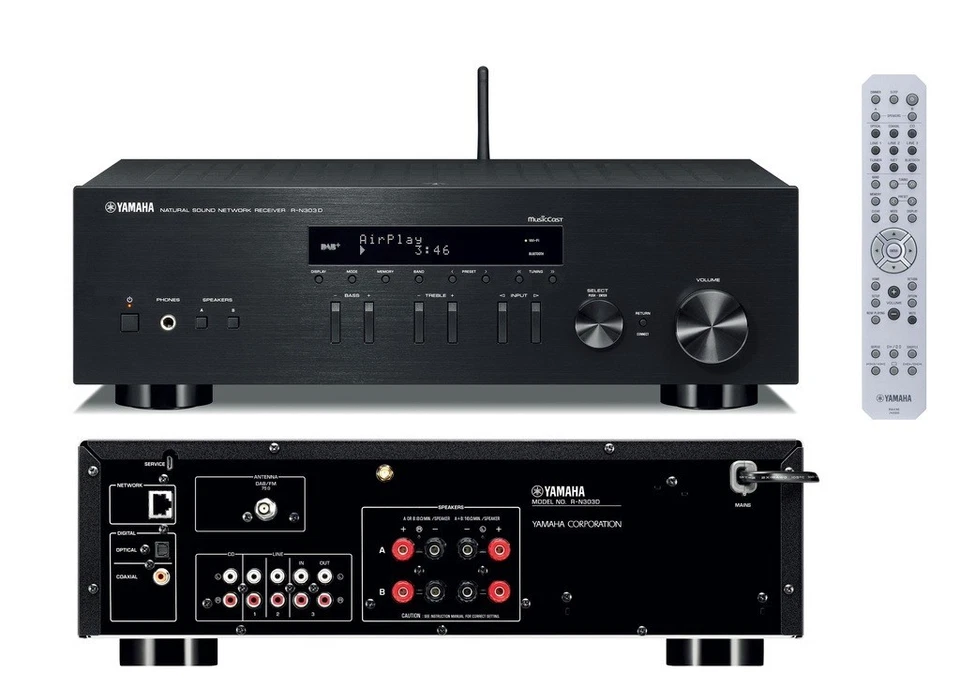 Yamaha R-N303D Receiver mit USB Bluetooth W-Lan DAB+ Tuner A/B Lautsprecher