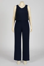 Shelby & Palmer Women’s Jumpsuit Size PL – Navy Blue Lace Overlay Top Sleeveless