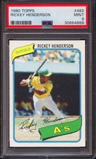 RICKEY HENDERSON 1980 TOPPS #482 PSA 9 MINT ROOKIE CARD RC HOF CENTERED BEAUTY!