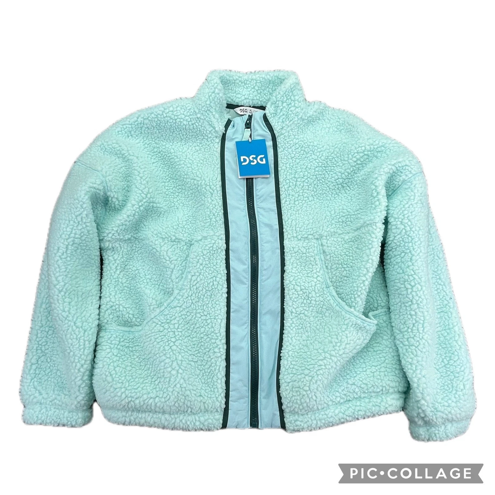 DSG Girls XL (16) Cozy Fleece Full Zip Jacket Shoreside Blue - NWT