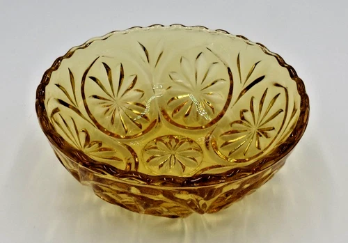 Anchor Hocking Vintage Amber Fruit & Nut or Trinket Dish Pinwheel Design