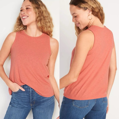 Old Navy Women's Luxe Rib-Knit Swing Tank Top Sugar Poppy Size XXL or 2X
