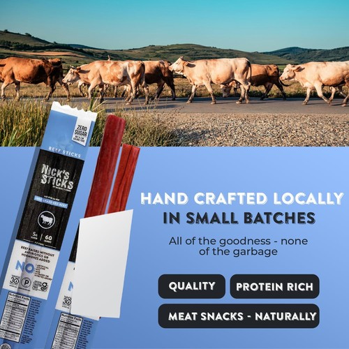 Nick's Sticks Clean & Balanced 100% Grass-Fed Beef Snack Sticks | Made in the... - Picture 4 of 6