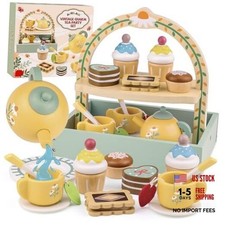 Wooden Tea Sets for Little Girls Play Food Cake Toys Picnic Tea Party Set