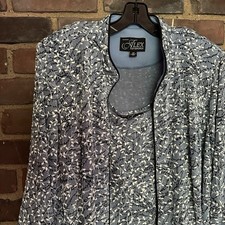 Alex Evenings  Mandarin Jacket Top Blue Multi Hydrangea Sz 2X -Cheapchicplus