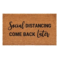 Calloway Mills Social Distancing Doormat (Tan/Black, 17" x 29")