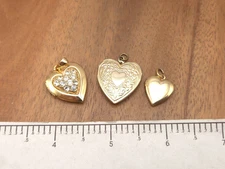 Vintage-Now 3 Piece Costume Heart Shape Locket Lot Filigree Victorian Style #1