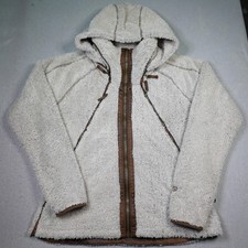 Kuhl Flight Jacket Womens XL White Sherpa Fleece Hooded Full Zip Lined Outdoor