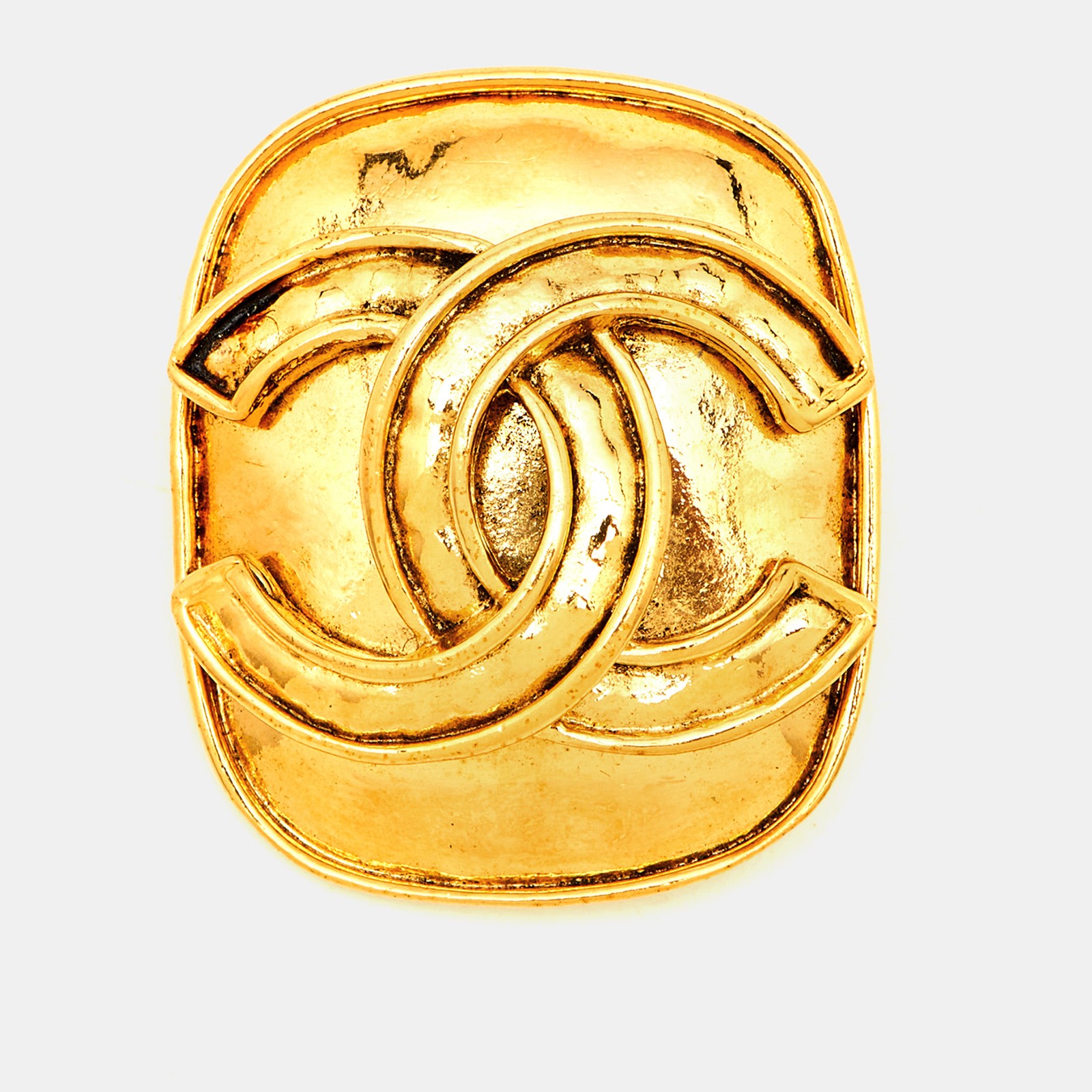 Chanel CC Gold Tone Brooch
