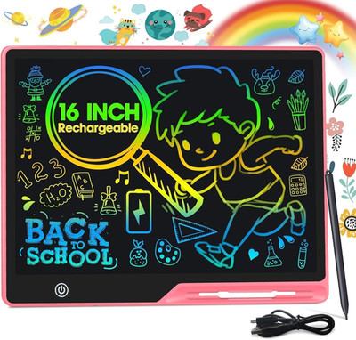 LCD Writing Tablet for Kids, Rechargeable Kids Drawing Pad 16 Inch Colorfuls Doo