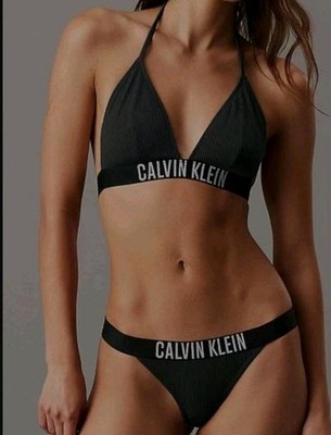 Calvin Klein CK Script Logo Intense Power Bikini Set, Sitze L, Eher M
