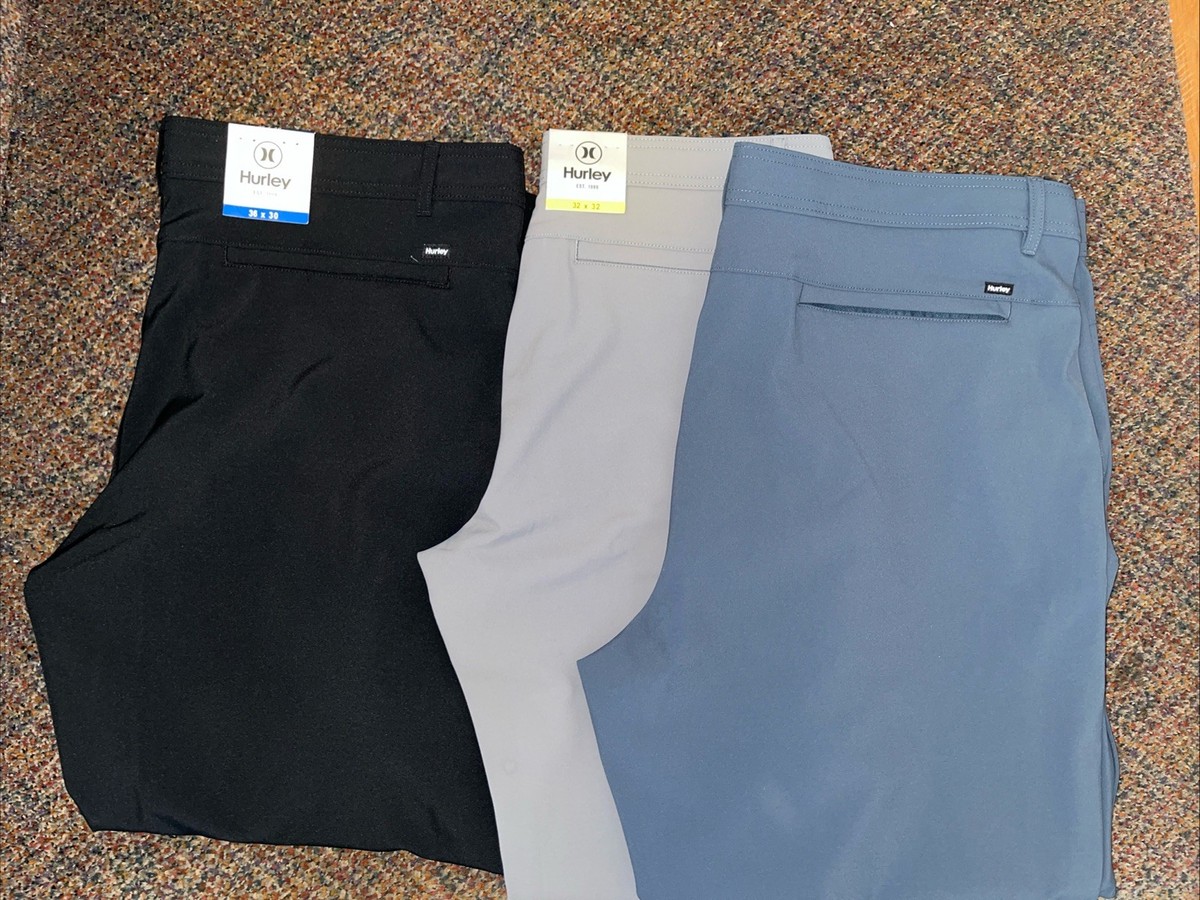 Hurley Pants Performance Stretch Pants Zip Pocket BLACK BLUE GRAY