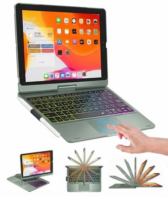 BABG Keyboard Case for iPad 9th Generation, 360° 10.2/10.5 inch, Dark Green
