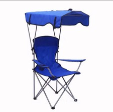 Camp Chair with Shade Canopy Folding Recliner Carry Bag Outdoor Camping Beach