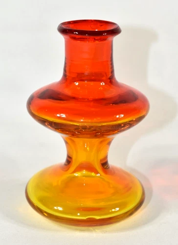 VTG Blenko Glass Tangerine Amberina Mushroom 4.75" Mini Bud Vase Husted MCM 57-F